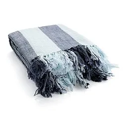 Takarók - Kora stripe cotton throw (sötétkék/világoskék)