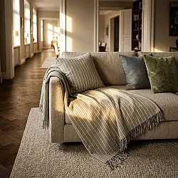 Párnahuzat - Rumi stripe cotton cushion cover (krém/sötétkék/világoszöld)