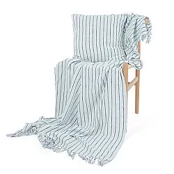 Párnahuzat - Rumi stripe cotton cushion cover (világoskék/sötétkék/krémszínű)