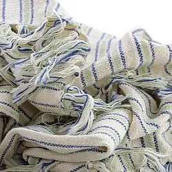 Takarók - Rumi stripe cotton throw (krém/sötétkék/világoszöld)