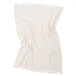 Takarók - Rumi stripe cotton throw (krém/rózsaszín/világoskék)
