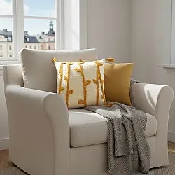 Párnahuzat - Vine (fehér/sárga)