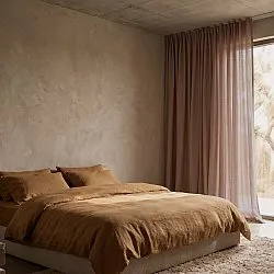 Függöny 2 db-os csomag - Len keverék függöny Lumira (sötétbarna)