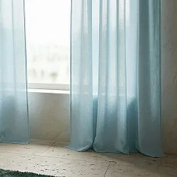 Függöny 2 db-os csomag - Len keverék függöny Lumira (világoskék)