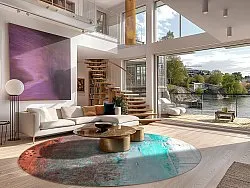 Kerek szőnyeg - Andali (szürke/piros/többszínű)