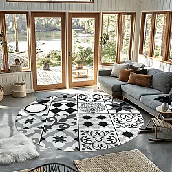 Kerek szőnyeg - Avent (bezs/fekete)