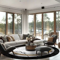 Kerek szőnyeg - Avola (fekete/fehér/arany)