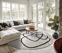 Kerek szőnyeg - Bavello Natural Cotton Shaggy (offwhite/fekete)