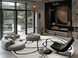 Kerek szőnyeg - Bavello Natural Cotton Shaggy (offwhite/fekete)