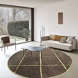 Kerek szőnyeg - Bellevue Natural Cotton Shaggy (barna/sárga)