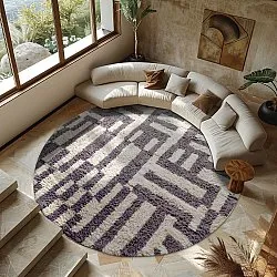 Kerek szőnyeg - Bergamo Natural Cotton Shaggy (szürke/fehér)