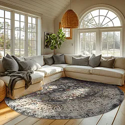 Kerek szőnyeg - Bouhjar (szürke/többszínű)