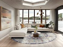 Kerek szőnyeg - Bouhjar (kék/többszínű)