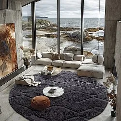 Kerek szőnyeg - Brynn Natural Cotton Shaggy (fekete)