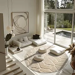 Kerek szőnyeg - Brynn Natural Cotton Shaggy (bézs)