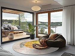 Kerek szőnyeg - Budoni (szürke/bezs/sárga)