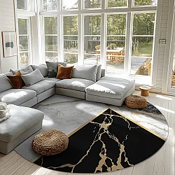 Kerek szőnyeg - Cassa (szürke/fekete/arany)