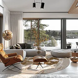 Kerek szőnyeg - Castello (bezs/fehér)