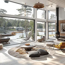 Kerek szőnyeg - Castello (bezs/fehér)