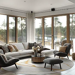 Kerek szőnyeg - Cesina (stone/fehér/arany)