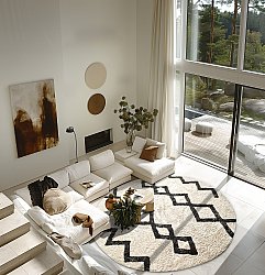 Kerek szőnyeg - Chablis Natural Cotton Shaggy (offwhite/fekete)