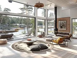 Kerek szőnyeg - Delpha (bezs/többszínű)