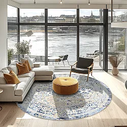 Kerek szőnyeg - Denizli (kék)