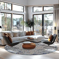 Kerek szőnyeg - Denizli (kék)