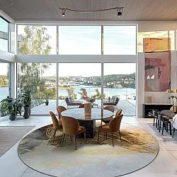 Kerek szőnyeg - Ekual (kék/szürke/arany)