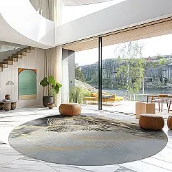 Kerek szőnyeg - Ekual (kék/szürke/arany)