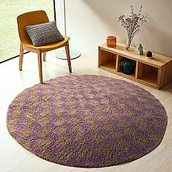 Kerek szőnyeg - Elsey Natural Cotton Shaggy (barna/lila)