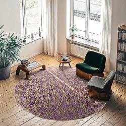 Kerek szőnyeg - Elsey Natural Cotton Shaggy (barna/lila)