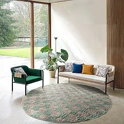 Kerek szőnyeg - Elsey Natural Cotton Shaggy (szürke/rózsaszín)