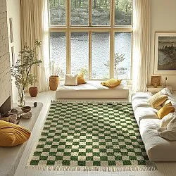 Shaggy szőnyeg - Elsey Natural Cotton Shaggy (zöld/bézs)