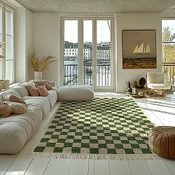 Shaggy szőnyeg - Elsey Natural Cotton Shaggy (zöld/bézs)