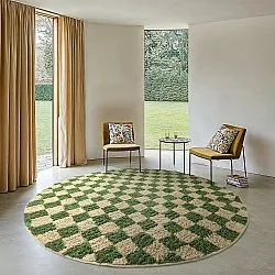 Kerek szőnyeg - Elsey Natural Cotton Shaggy (zöld/bézs)