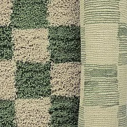 Kerek szőnyeg - Elsey Natural Cotton Shaggy (zöld/bézs)