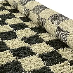 Shaggy szőnyeg - Elsey Natural Cotton Shaggy (fekete/bézs)