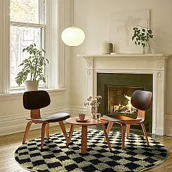 Kerek szőnyeg - Elsey Natural Cotton Shaggy (fekete/bézs)