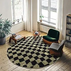 Kerek szőnyeg - Elsey Natural Cotton Shaggy (fekete/bézs)