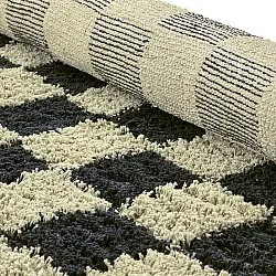 Kerek szőnyeg - Elsey Natural Cotton Shaggy (fekete/bézs)