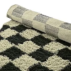 Kerek szőnyeg - Elsey Natural Cotton Shaggy (fekete/bézs)