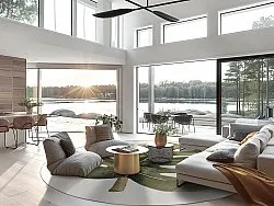 Kerek szőnyeg - Falling Leaves (zöld)