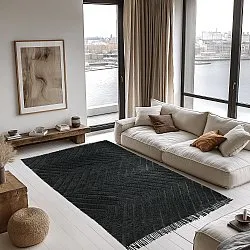 Shaggy szőnyeg - Farley Natural Cotton Shaggy (fekete)