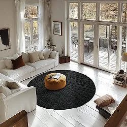 Kerek szőnyeg - Farley Natural Cotton Shaggy (fekete)