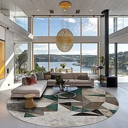 Kerek szőnyeg - Feres (szürke/bezs/többszínű)