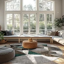 Kerek szőnyeg - Feres (szürke/bezs/többszínű)