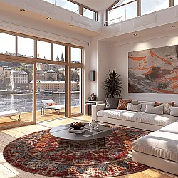 Kerek szőnyeg - Idri (piros/többszínű)