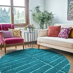 Kerek szőnyeg - Ikara Natural Cotton Shaggy (türkiz)