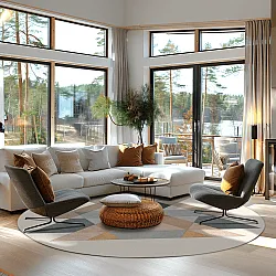 Kerek szőnyeg - Jeral (bezs/többszínű)